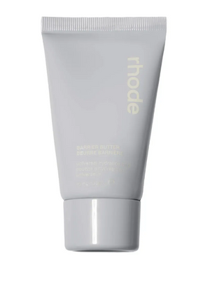 Rhode Skin Mini Barrier Butter, 1.35 oz, a nourishing makeup barrier cream in a small jar with a white lid.
