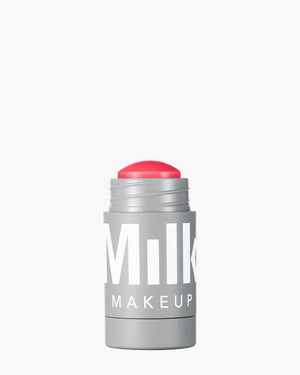Milk Makeup Lip + Cheek Blush Flip with dual-sided applicator showing vibrant blush and lip color in sleek packaging.