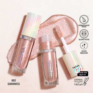 Moira Beauty Liquid Shadow in Goodness, vibrant makeup eyeshadow with a smooth, glossy finish, shown in a sleek container.