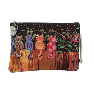 Turkiye large Turkish pouch bag featuring colorful cat illustrations, made of durable fabric, perfect for everyday use.