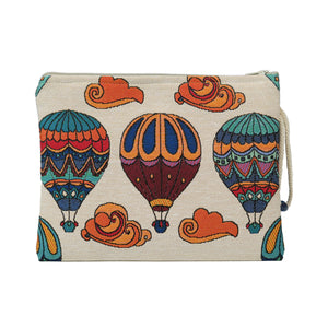 Turkiye large Turkish pouch with hot air balloon design, stylish bag made for everyday use, featuring vibrant colors and cultural pattern.