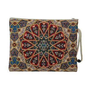 Turkish large Islamic pouch bag with intricate traditional patterns, made by Türkiye, showcasing cultural craftsmanship.