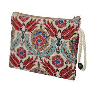 Turkish small pouch bag with colorful flower pattern, Türkiye brand, compact and stylish accessory for daily use.