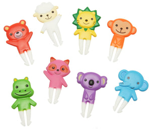 Colorful zoo baby food picks from Bento Food Cutters for bento boxes, featuring cute animal designs for baby food presentation.
