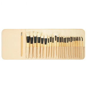 Coastal Scents Elite Beige Makeup Brush Set with multiple brushes displayed on a white background.