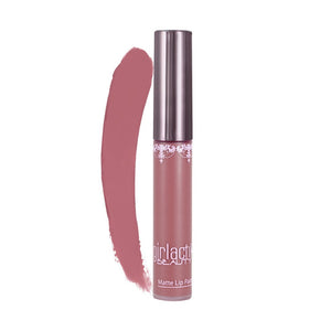 Girlactik Matte Lip Paint in Divine, showing a vibrant, smooth lipstick application on natural lips.
