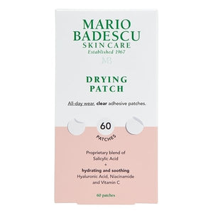 Mario Badescu drying patch for makeup, clear adhesive spot treatment on skin, targeting blemishes and imperfections.