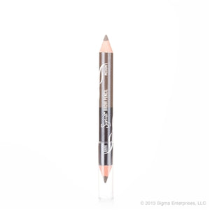 Sigma Beauty dual-ended brow pencil with spoolie and fine tip for precise eyebrow shaping and filling.