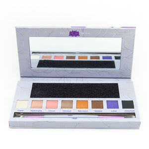 VeraMona Lotus Color Switch makeup palette with vibrant eyeshadow shades and color swatches on a neutral background.